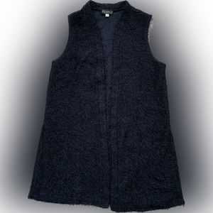 EUC Black Eyelash tunic knit vest cardigan